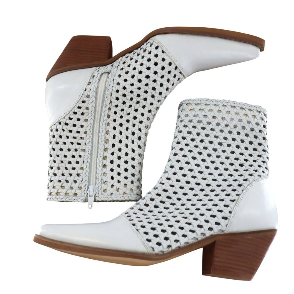 Matisse Golden Hour Booties Women 6 White Boho Bohemian Modern Western Edgy Chic - Picture 5 of 11